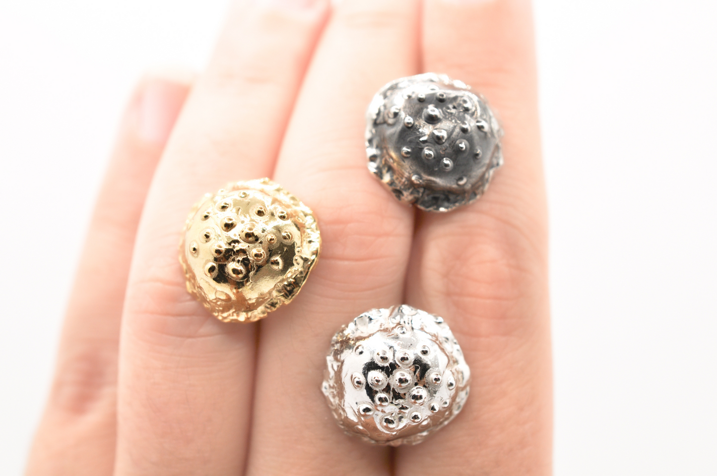 Medusa Stud Earrings Burnished Silver